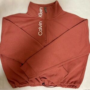 Calvin Klein Cropped Quarter-Zip Pull over Sweatshirt XL